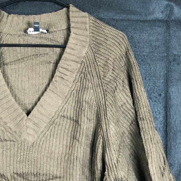 Express Womens Sweater Green V Neck Knitted Long Sleeve Tunic XSmall - Picture 5 of 12